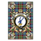 Stirling Bannockburn Tartan Crest Black Garden Flag - Gold Thistle Style